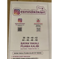 BAYAN PİJAMA KALIBI 36-50 BEDEN ARALIĞINDA