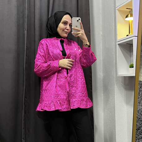 Payetli pembe ceket 