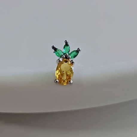 Ananas Model Kıkırdak Piercing Tragus Helix Silver Gümüş Renk Küpe- 1368