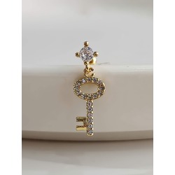 Kilit Anahtar Model Kıkırdak Piercing Tragus Helix Altın Gold Renk Küpe - 1298