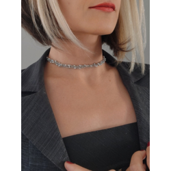 Top Zincir Model Örme Çelik Zincir Uzun Konsept Silver Renk Kolye - 1079