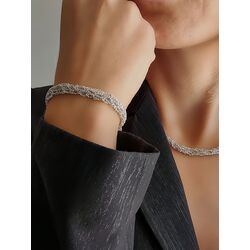 Zırh Örgü Model Çelik Zincir Dokuma Kolye Bileklik Set - 876