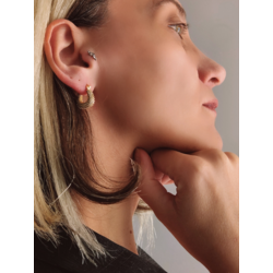 Arp Model Minimal Zirkon Taşlı Zarif Gold Renk Çelik Küpe - 1109
