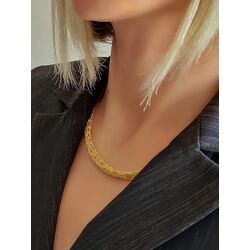 Zırh Örgü Model Çelik Zincir Dokuma Altın Kaplama Kolye - 875