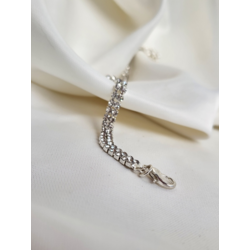 İki Sıralı Kristal Su Yolu Silver Gümüş Renk Bileklk - 1032
