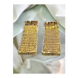 Arpa Pullu Taşlı Altın Kaplama Gold Renk Küpe - 1068