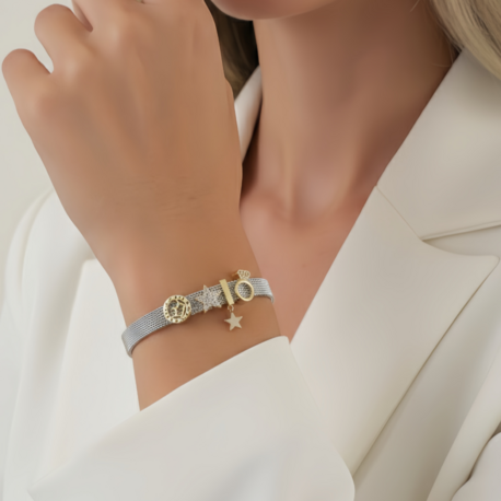 Mesh Charm Yıldız Yüzük Çelik Bileklik- 1796