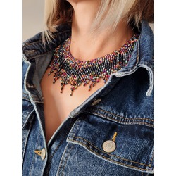Kristal Boncuk Tasma Choker Model El Yapımı Kolye - 1281