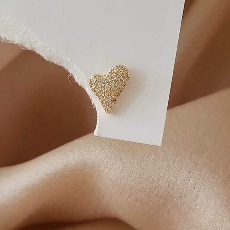 Kalp Zirkon Taşlı Model Kıkırdak Tragus Helix Piercing Gold Altın Renk Küpe  - 1589