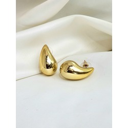 İtalyan Bottega Rachel Damla Altın Kaplama Gold Renkli 3cm Küpe
