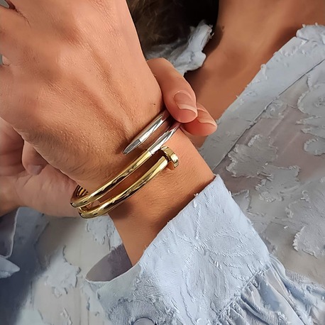 Çivi Sarmal Gold Molted Kelepçe Çelik Bileklik 1485