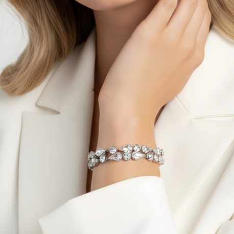 Geometrik Damla Çiçek Model Silver Renk Bileklik 1802