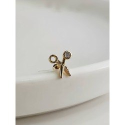 Makas Model Kıkırdak Piercing Tragus Helix Altın Gold Renk Küpe- 1300