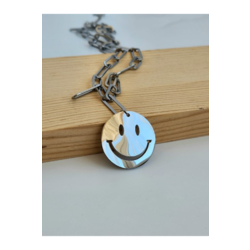 Çelik Gülen Smile Emoji Model Uzun Kolye - 946