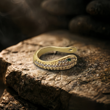 Minimal Yılan Model Taşlı Kıkırdak Cuff Gold Renk Küpe - 1821