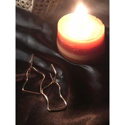 kare asimetrik gold küpe