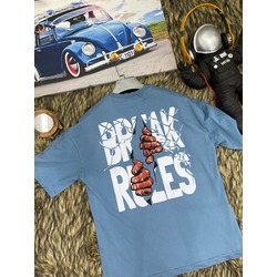 Unisex Break Rules Ön Arka Baskılı Oversize T-Shirt