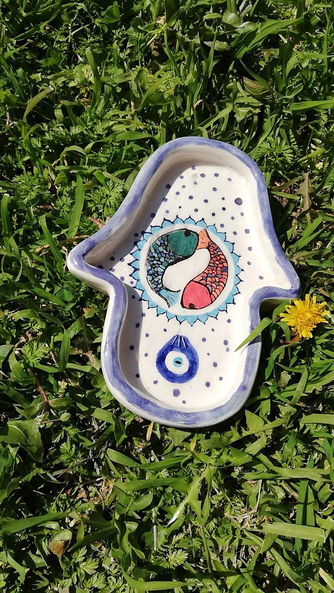 Hamsa Hand Balık Desenli Tabak