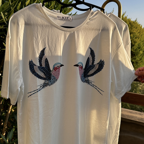 Kuş Desenli Tişört 