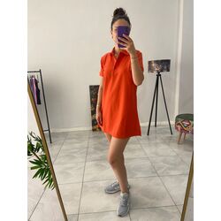 Polo Yaka Turuncu Elbise