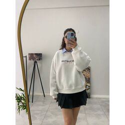 Yazı Nakışlı Oversize Sweatshirt