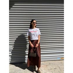Beyaz Hands Off İt's Mine Yazılı T-shirt