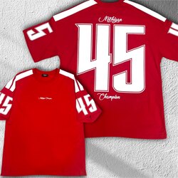 Michigan Champion 45 Oversize Tişört – Kırmızı