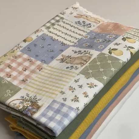 Tavşan Sepet Patchwork Müslin