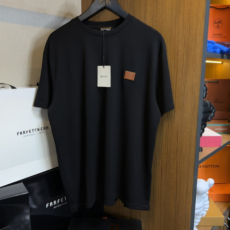 Zegna Logo Plaque T-shirt ( İthal-Ütü İstemez-NFC Aktif) Siyah