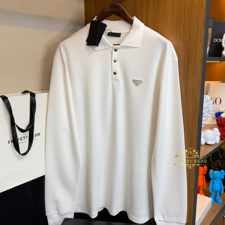 Prada Doubleface Polo Sweatshirt NFC Aktif ! ( Beyaz )