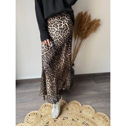 Leopar Desenli Saten Etek