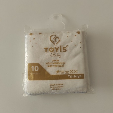 Toyis Baby Kenarı Oyalı 10'lu Bebek Ağız Mendili & Sırt Ter Bezi