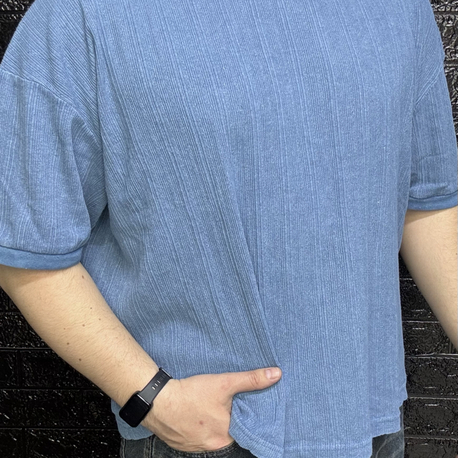 MERSERİZE ÖRME OVERSİZE MAVİ TİŞÖRT