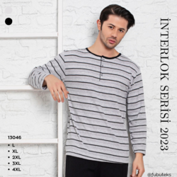 İNTERLOK BATTAL ERKEK PİJAMA TAKIMI - 13046 GRİ
