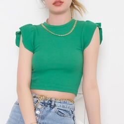 Kolye Detaylı Crop Bluz