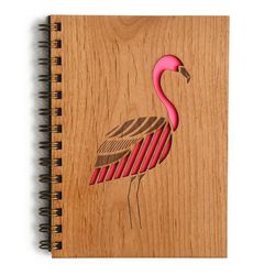 Ahşap Kapaklı Flamingo Defter