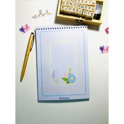 minimal mavi güllü spiralli defter