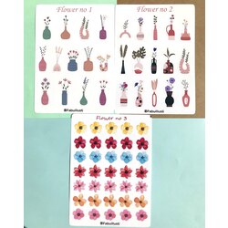 vazolu çiçekler stiker seti (3’lü)