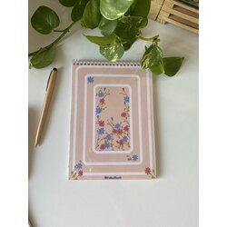 kırmızı mavi güllü spiralli defter