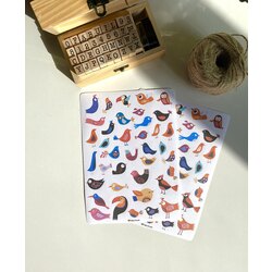 Kuş temalı vintage bird mat sticker