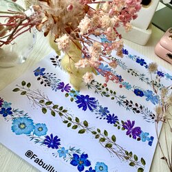 Washi mavi çiçekli tape