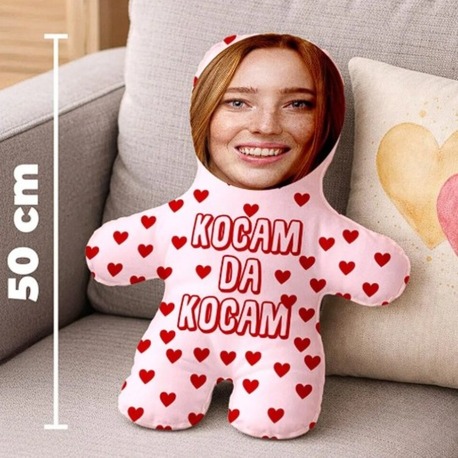 Kocam Da Kocam Kişiye Özel Fotoğraflı Hediyelik Peluş Oyuncak -50cm-