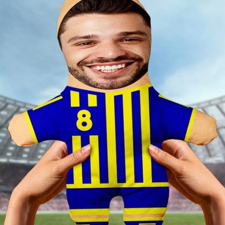 Kişiye Özel Tasarımlı Sarı Lacivert Şampiyon Taraftar Peluş Bebek -25cm-