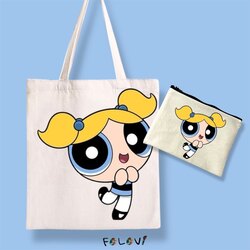 Powerpuff girls Bubbles bez çanta el çantası set
