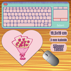 Pembe çiçek kalp Mousepad