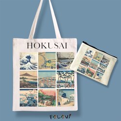 Hokusai bez çanta el çantası set