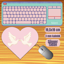 Pembe güvercin Kalp Mousepad