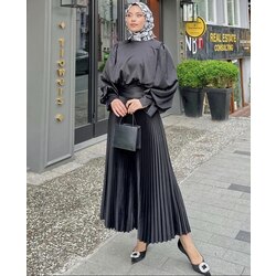Henza Siyah Pilise Etek