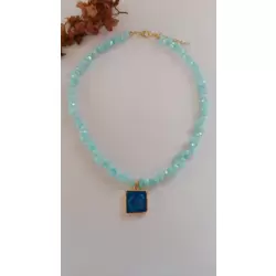 Aqumarin Taşlı Otantik Taşlı Kolye