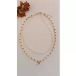 Pembe Pırıltı Uçlu 2 Kat Kolye 